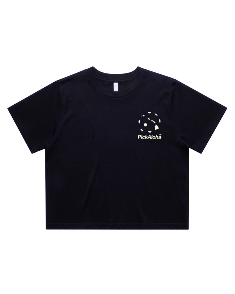 Navy & Off White Crop Tee (Midweight blend)