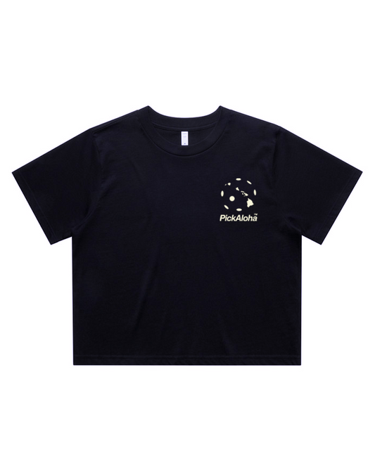 Navy & Off White Crop Tee (Midweight blend)