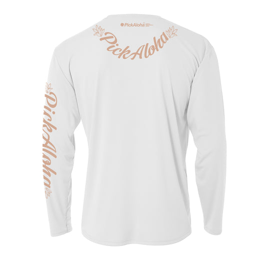 White long sleeve with light tan design SPF 50