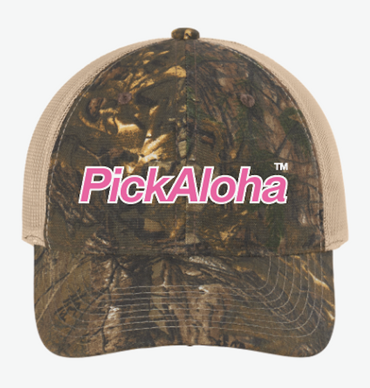 PickAloha Snapback Trucker Camo Cap - Pink Logo