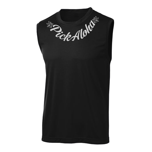 Black tank top with platinum design