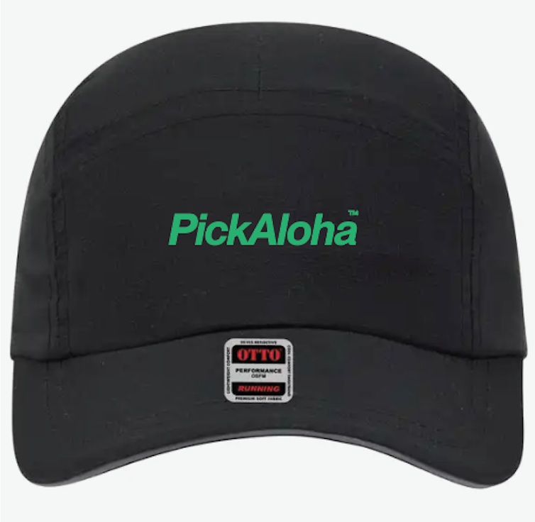PickAloha 5 Panel Active Hat - Black with Green logo