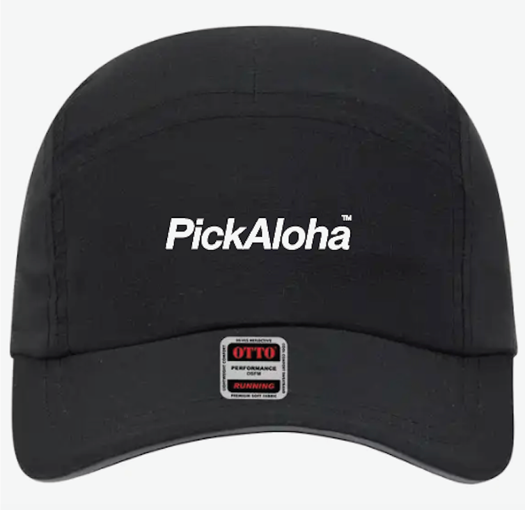 PickAloha 5 Panel Active Hat - Black with White logo