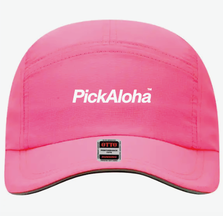 PickAloha 5 Panel Active Hat - Pink with White logo