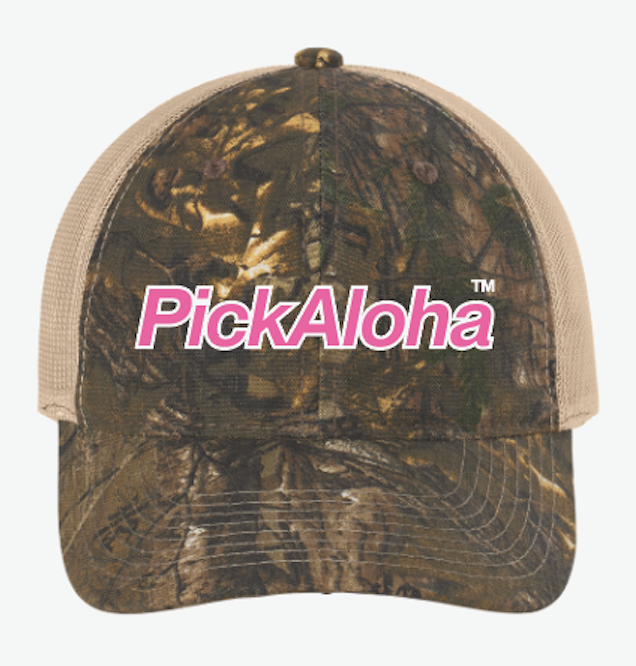 PickAloha Snapback Trucker Camo Cap - Pink Logo